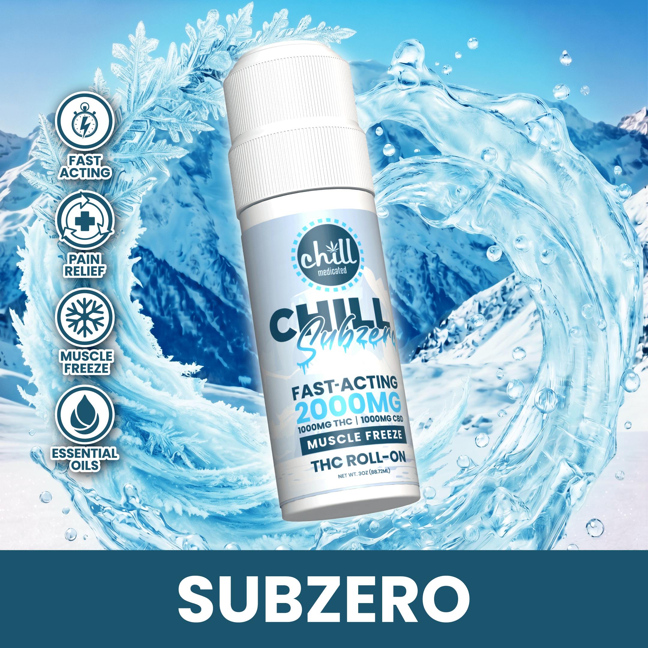Subzero Muscle Freeze I THC Roll-On 2000mg by Chill Medicated – Topicals at Gatsby Cannabis
