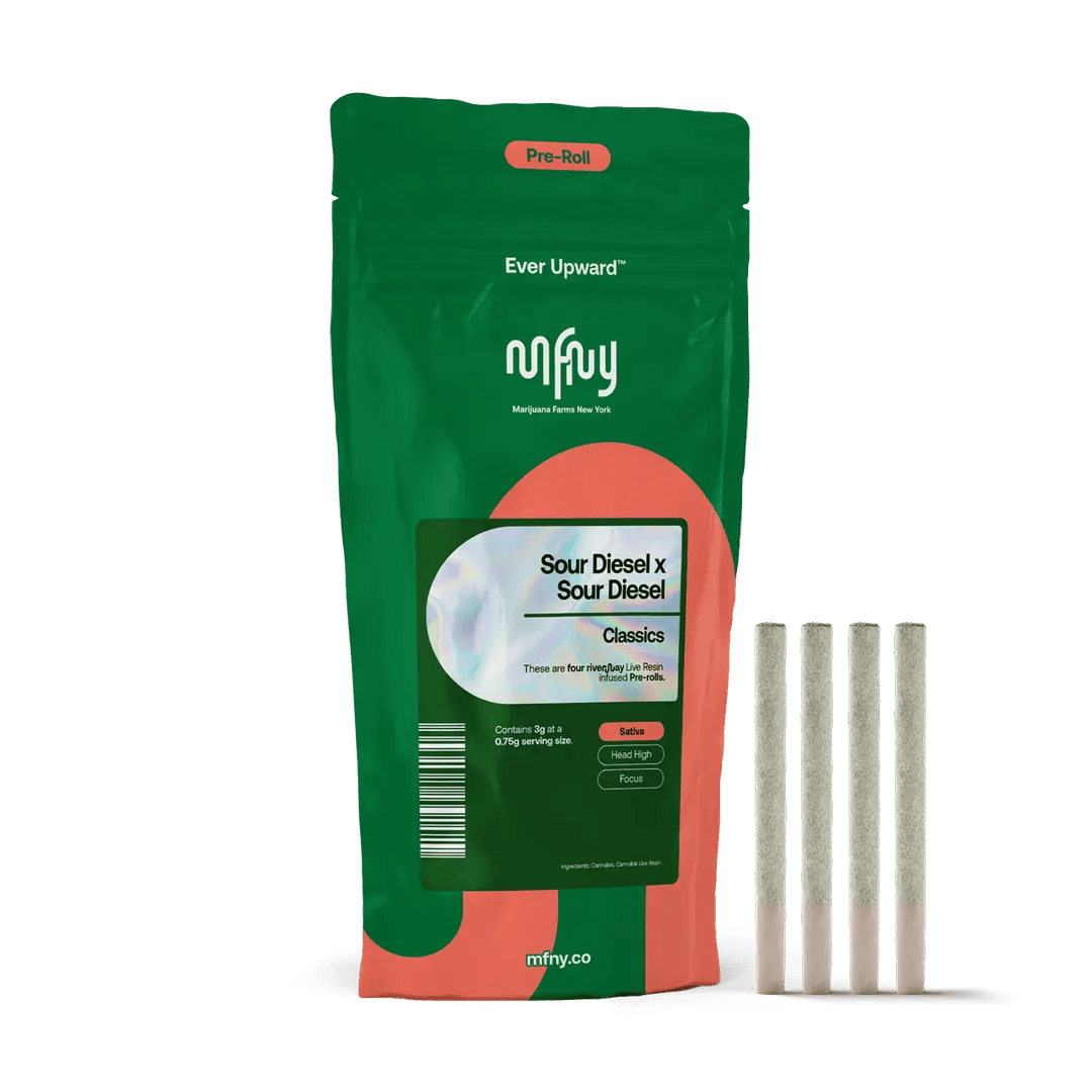 MFNY - 4 Pack .75g Live Resin Infused Prerolls - Sour Diesel x Sour Diesel