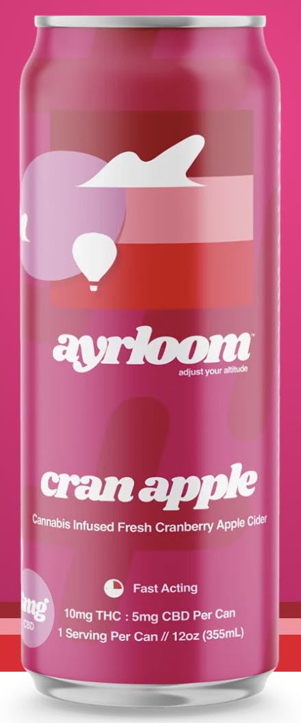 Ayrloom- UP Infused Beverage 2:1 10mg THC 5mg CBD V,GF- Cran Apple