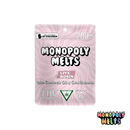 Monopoly Melts - 200mg Hash Rosin Chocolate - Strawberry White Chocolate
