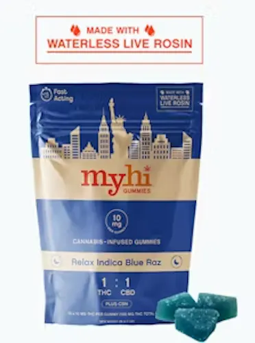 MyHi – Live Rosin Gummies – Relax Indica Blue Razz – 100mg-active