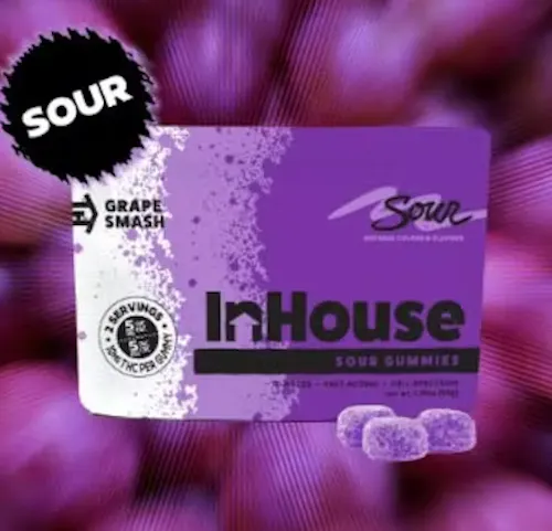 In House 1:1 CBC:THC Sour Grape Gummies ~4.5mg 20pk (~90mgTAC)-active