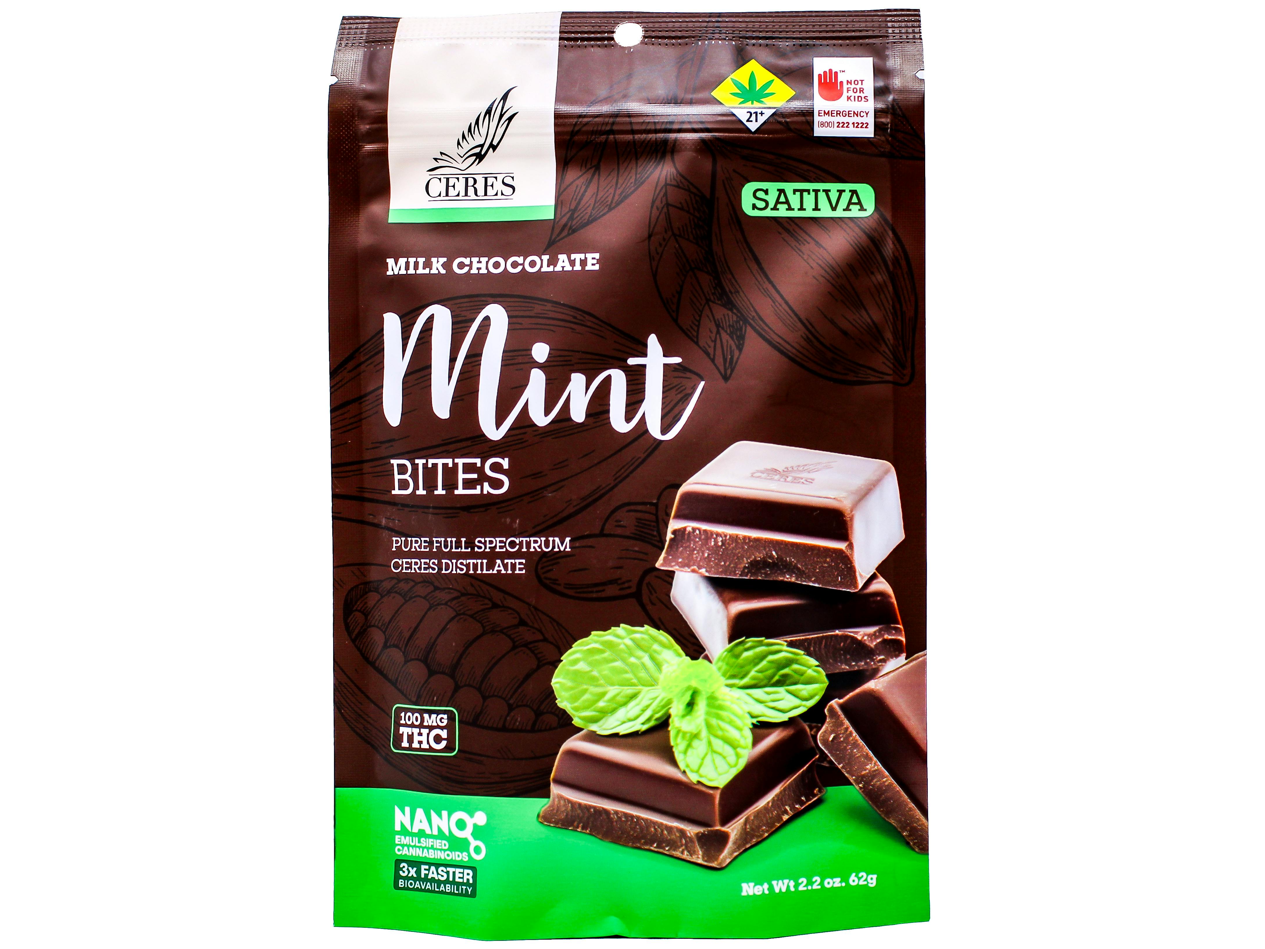 CER Mint Chocolate Bites Sativa 10pk 100mg 3129627210 AOF AOF