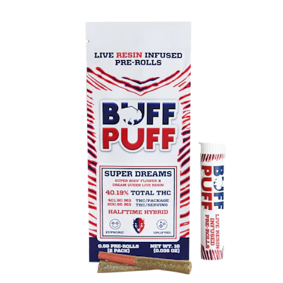 Buff Puff - 2 Pack Live Resin Infused .5g Prerolls - Super Dreams
