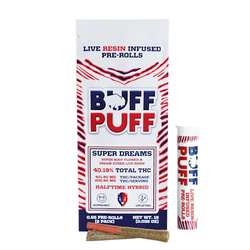 Buff Puff - 2 Pack Live Resin Infused .5g Prerolls - Super Dreams