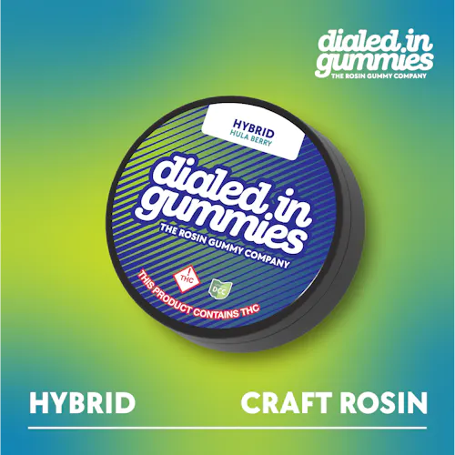 Dialed In Gummies | Hula Berry Solventless Rosin Gummies | 10pack | 100mg | Hybrid-active