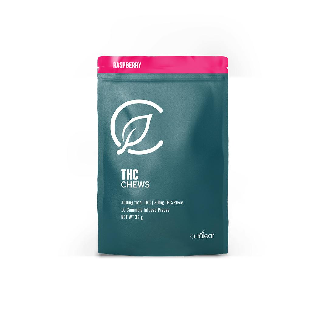Raspberry High Dose CuraChews 300mg THC (30mg THC per Chew)