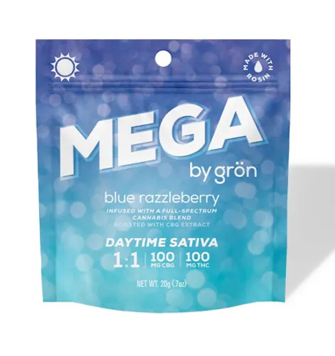 Mega | Blue Razzleberry | 1:1 CBG Gummies | 10pk | 100mg-2