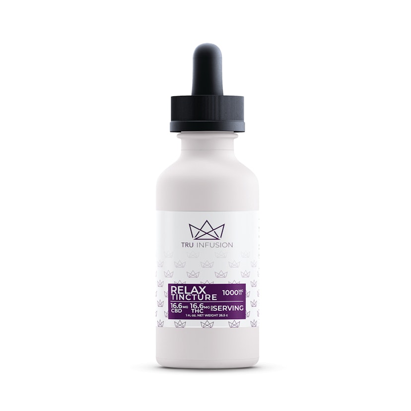 Tru Infusion Tincture: Relax 1:1 THC:CBD 1,000mg