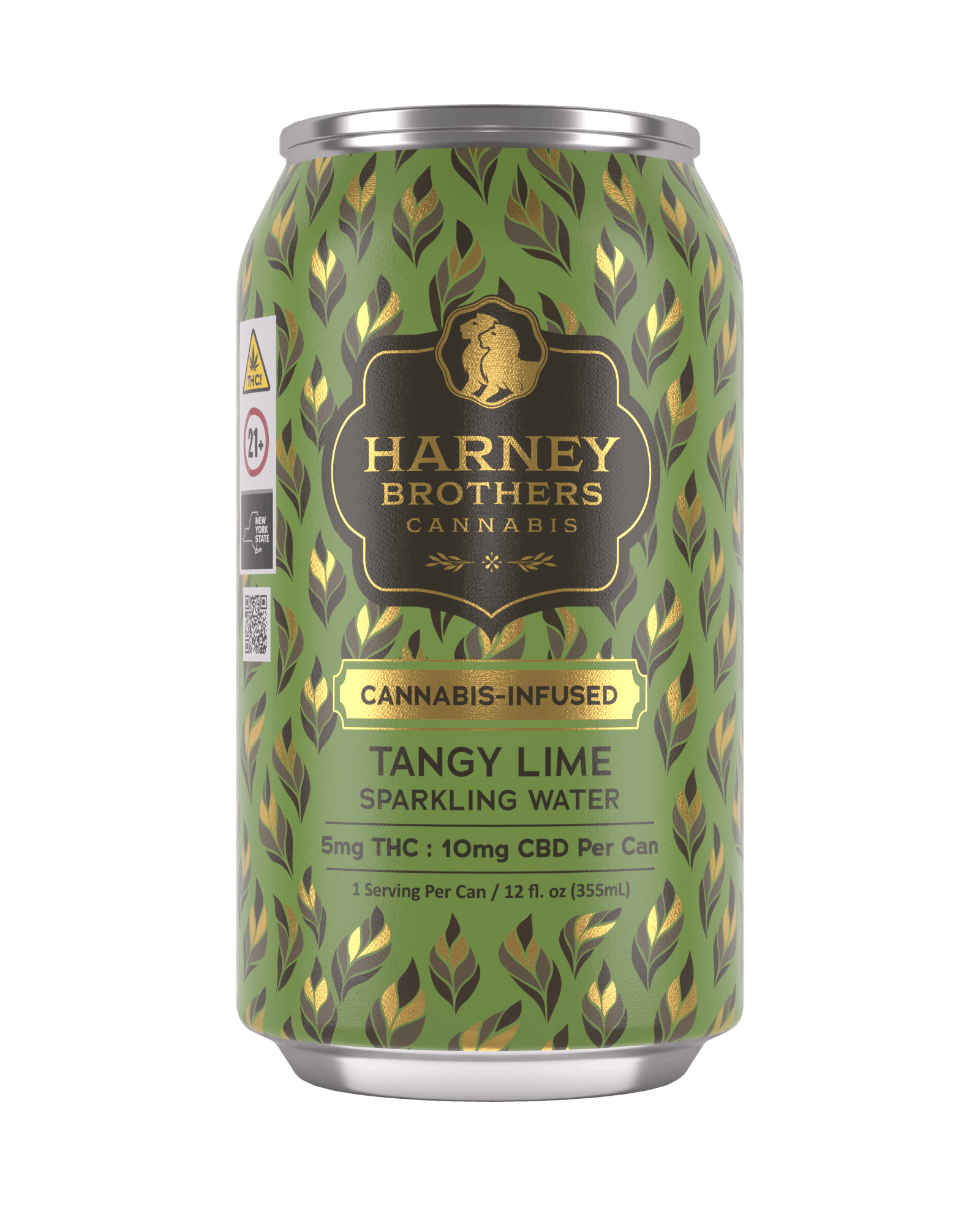Harney Brothers | 12oz Tangy Lime 5mgTHC - 10CBD | Sparkling Water Can