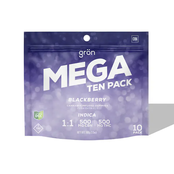 1:1 Blackberry Mega 10-Pack THC/CBN 550mg (Indica) | Grön | Dublin
