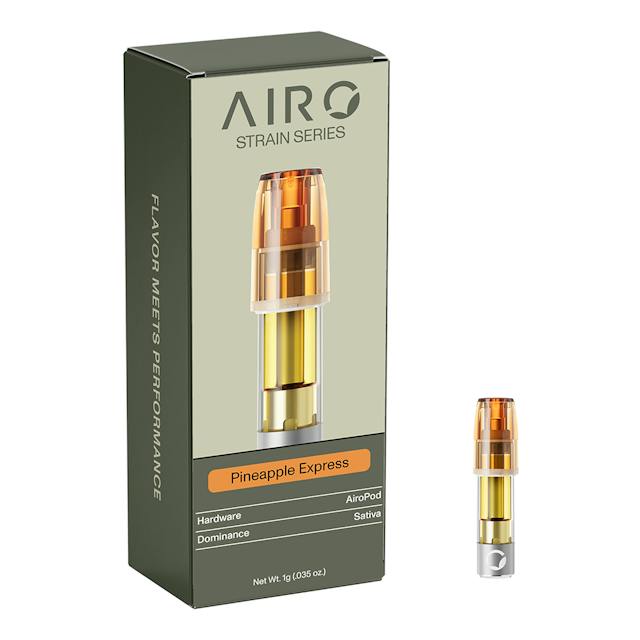 Fuel your momentum with Airo Brands’ Strain Series Pineapple Express. Pineapple Express is a Sativa known for its vibrant energy and iconic tropical flavor. With top terpenes α-Pinene, Limonene, Myrcene, inhale bright pineapple and citrus notes that instantly sharpen focus and elevate mood. As you exhale, experience a rush of euphoric stimulation that keeps you alert, engaged, and ready to move. Ideal for daytime adventures, productivity, and spontaneous inspiration.

Airo Brands Strain Series consists of high-potency, pure distillate oil blended with 100% naturally sourced terpenes true to the cannabis plant. Our unique terpene profiles give you a classic strain taste and feel.

AiroPod Cartridges are only compatible with the AiroPro Vaporizer.