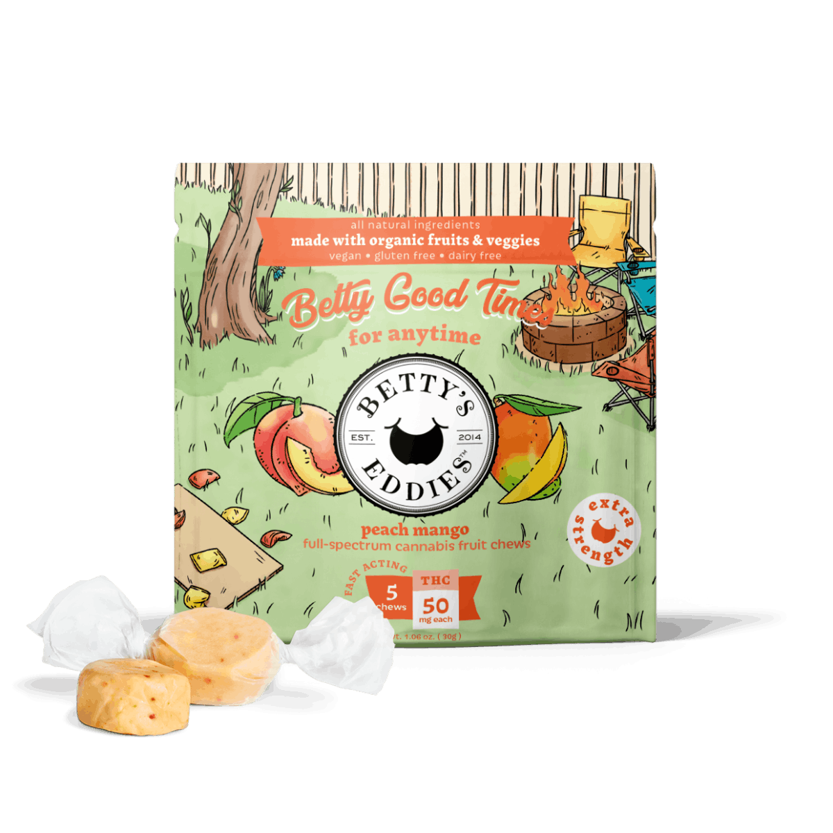 Betty's Eddies Peach Mango Fast Acting Taffy 10pk Provincetown, MA Hennep