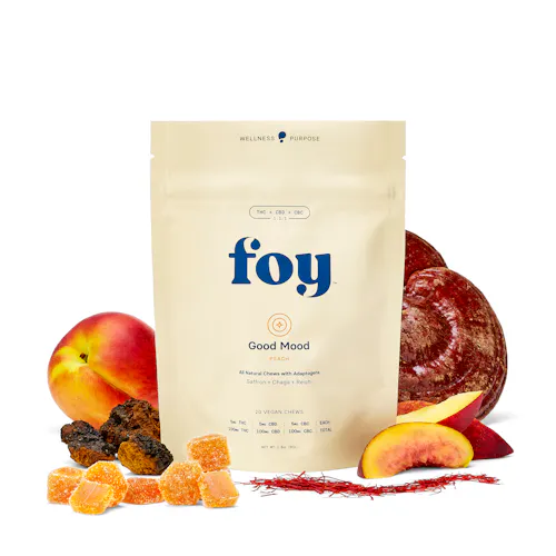 foy | Good Mood | Peach | 1:1:1 THC / CBD / CBC Gummies | 20pk-active