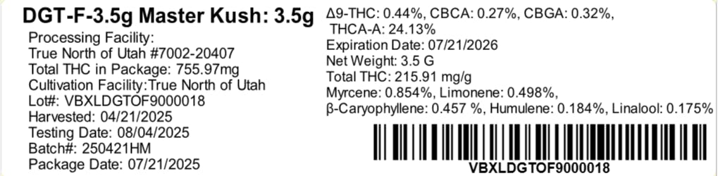 Master Kush Whole Flower