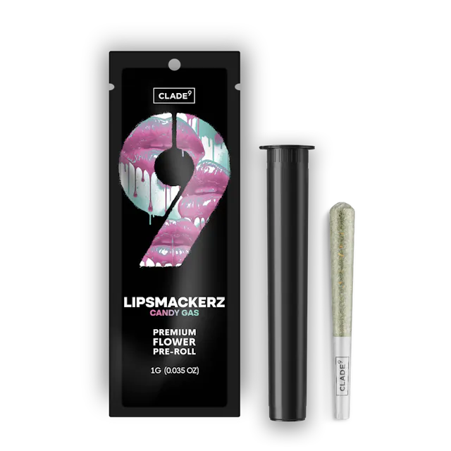 Clade9 Pre-Roll Lipsmackerz 1g (indica hybrid, singles)