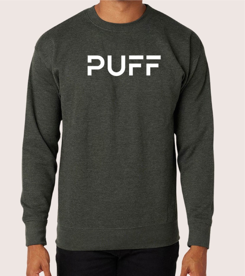 Heather Grey Puff Crew Neck- L