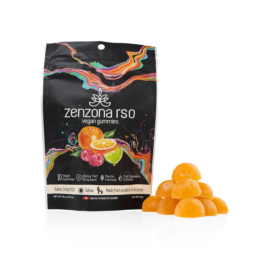 zenzona Vegan Gummies Italian Zorbet 100mg RSO - Sativa | D2
