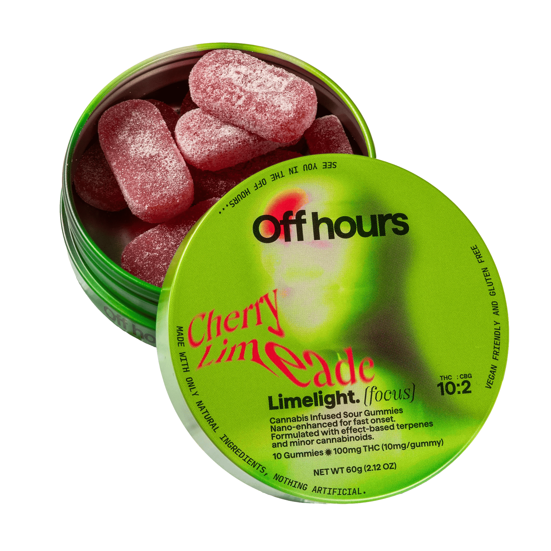 Off Hours - 100mg THC : 20mg CBG Infused Gummies - Limelight Cherry Limeade