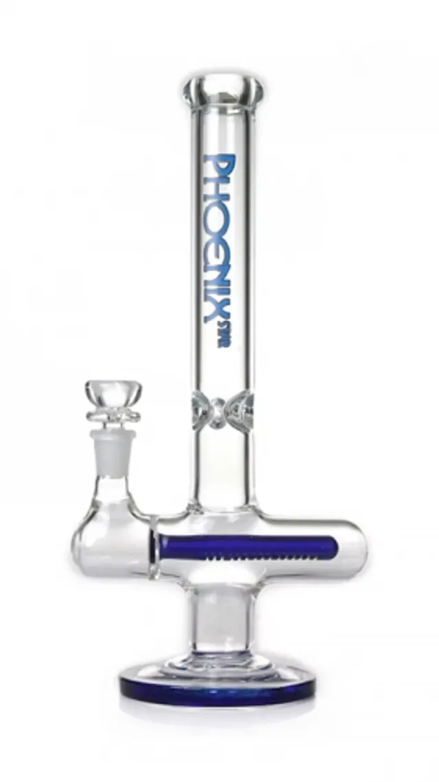 Glass Phoenix Star 12" Inline Perc w Ice Pinch Blue (glassware)