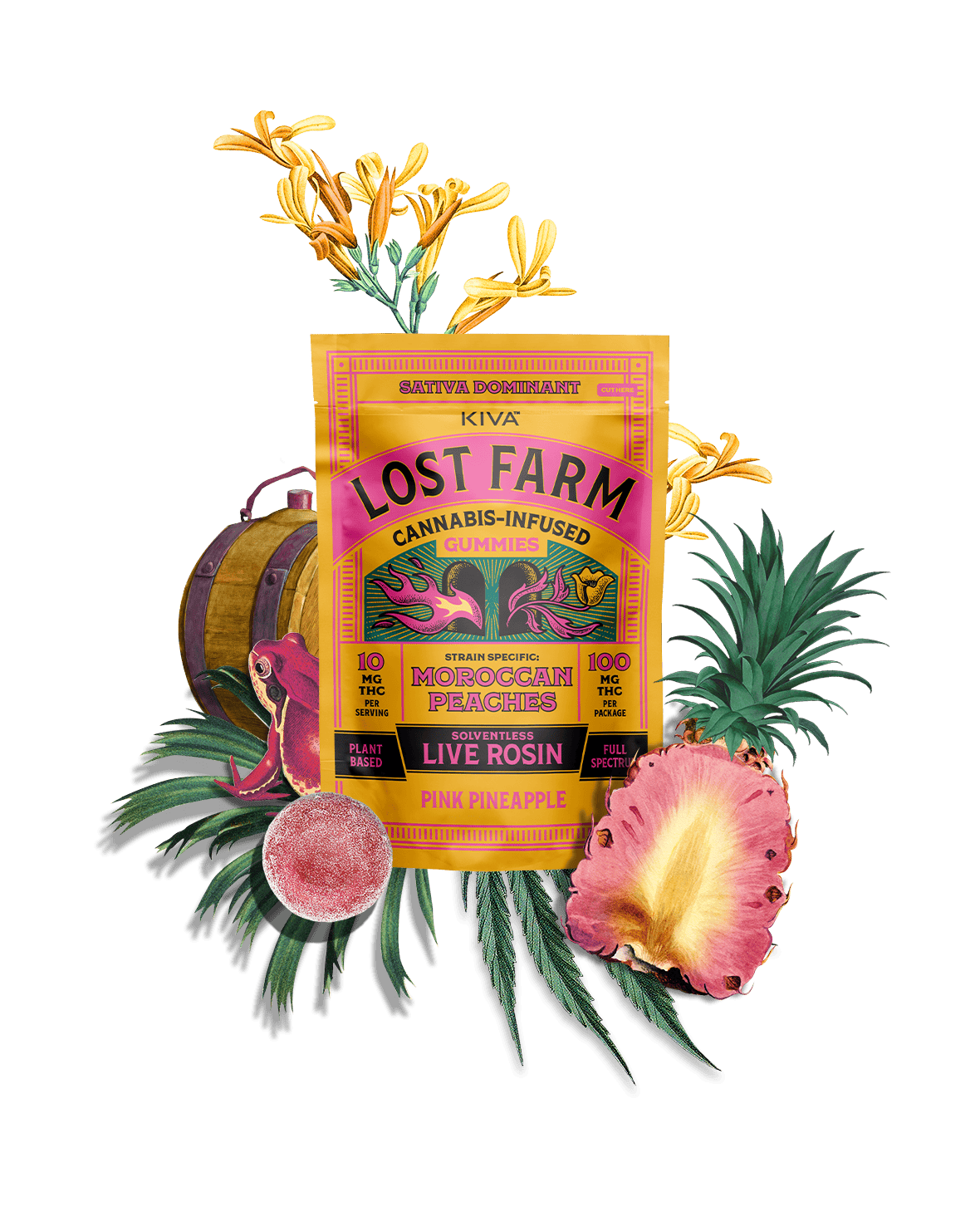 Lost Farm Edible Gummies Live Rosin Pink Pineapple x Moroccan Peaches
