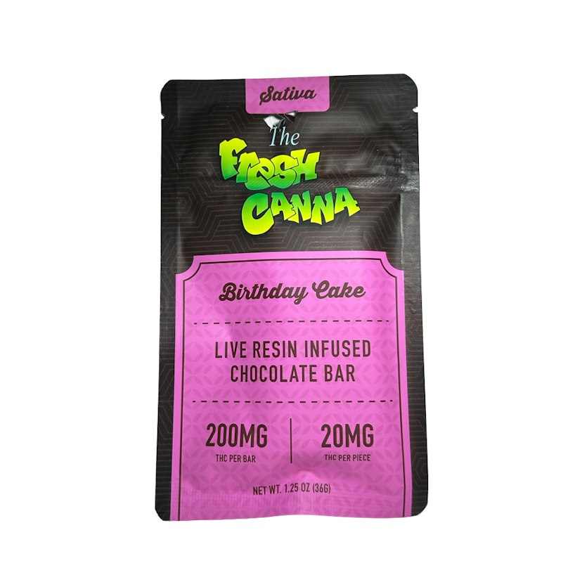 Fresh Canna | 200mg THC Chocolate Bar | Birthday Cake