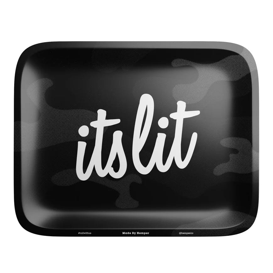 Hemper | It's Lit Black Camouflage Rolling Tray | Small