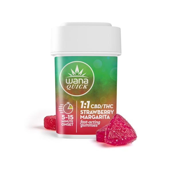 Product: Wana | Quick Strawberry Margarita 1:1 THC:CBD Gummies 10pc | 200mg:200mg