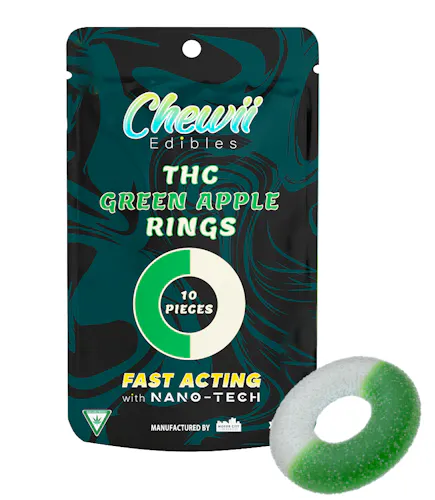 Chewii Fast-Acting Green Apple Gummy Rings 200mg Rec-active