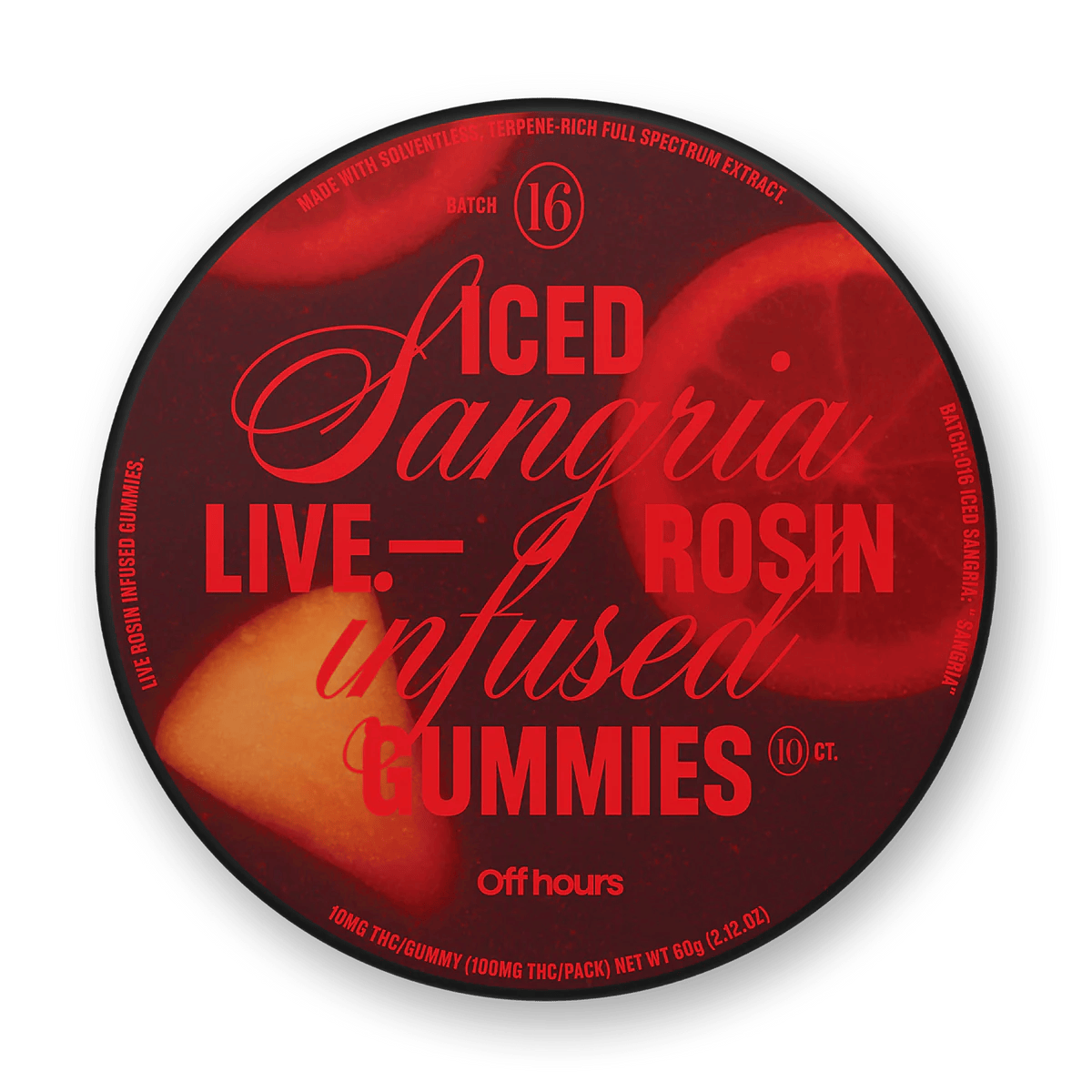 Off Hours Iced Sangria 10pk 100mg Live Rosin Gummies