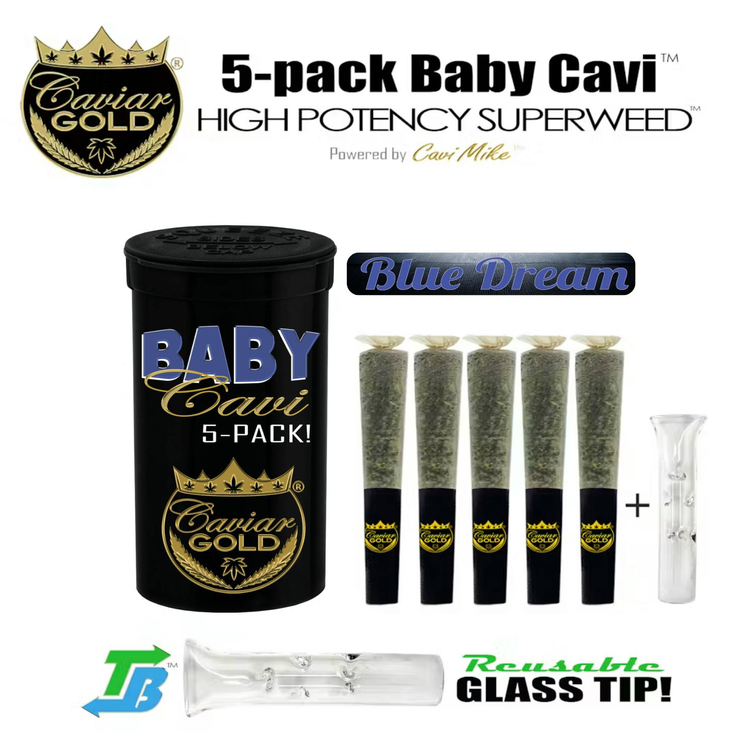 Caviar Gold - 5pk .5g Infused Prerolls - (2.5g) - **BLUE DREAM** (2/$40)