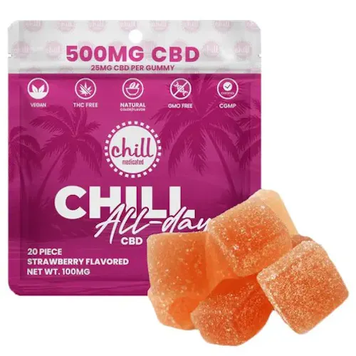 Chill Medicated Strawberry CBD All-Day Gummies Rec-active