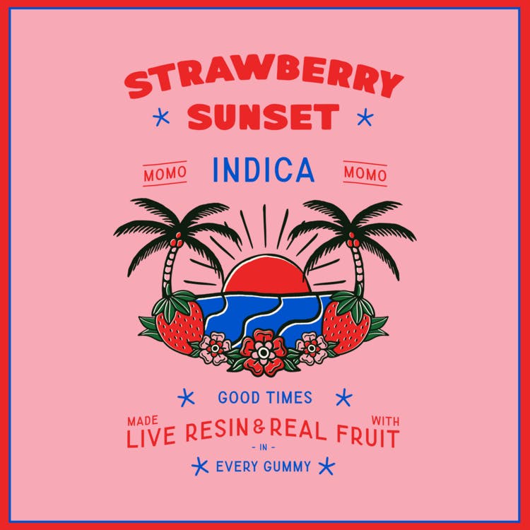 Momo: CBN 1:1 Strawberry Sunset - Live Resin Gummies 10pk 150g