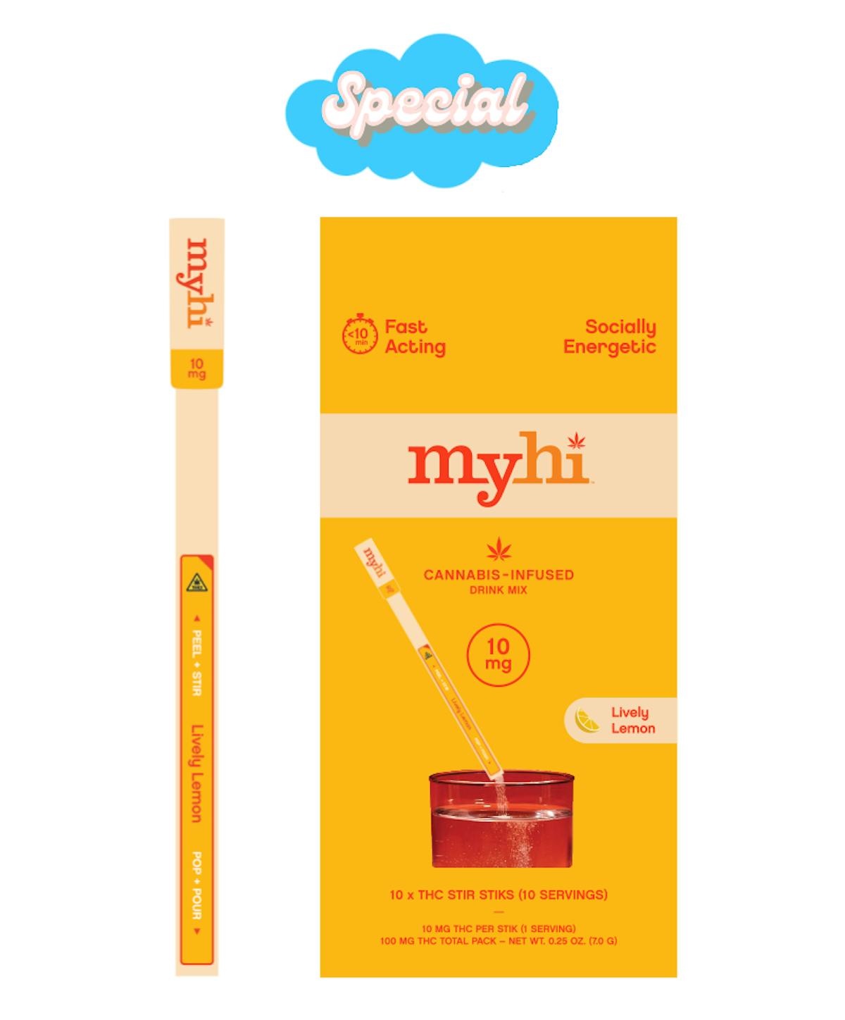 Photo of MYHI | Lively Lemon 10 Pack THC STIR STIKS