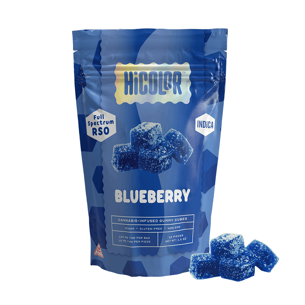 HiColor Blueberry 10pk 100mg RSO Gummies