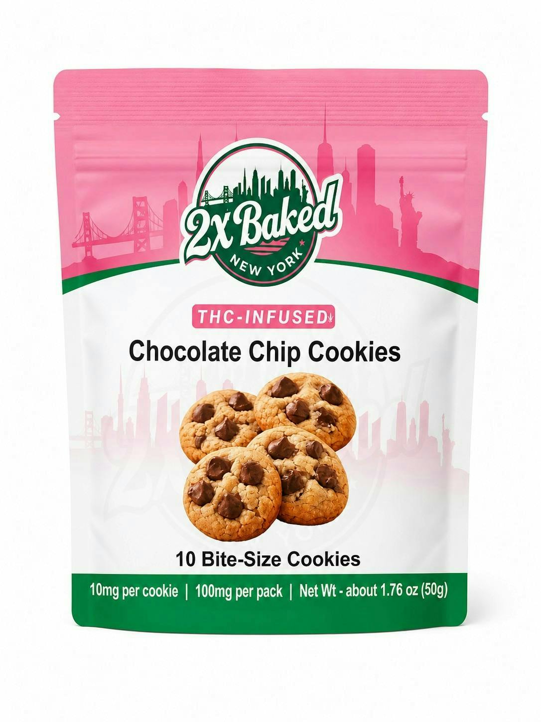 2X Baked | Chocolate Chip Cookies | 100mg | 10pcs