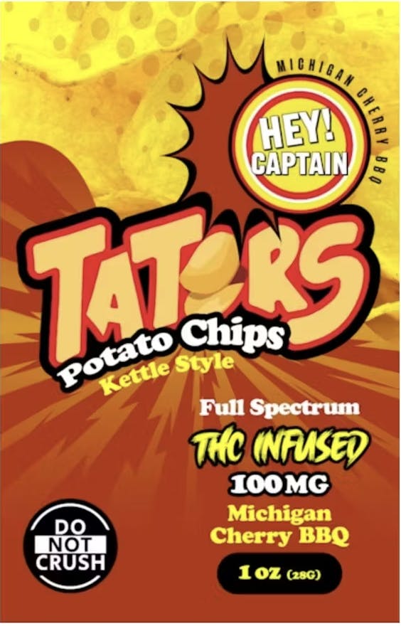 Hey Captain | Tators Potato Chips - 100mg - Michigan Cherry BBQ
