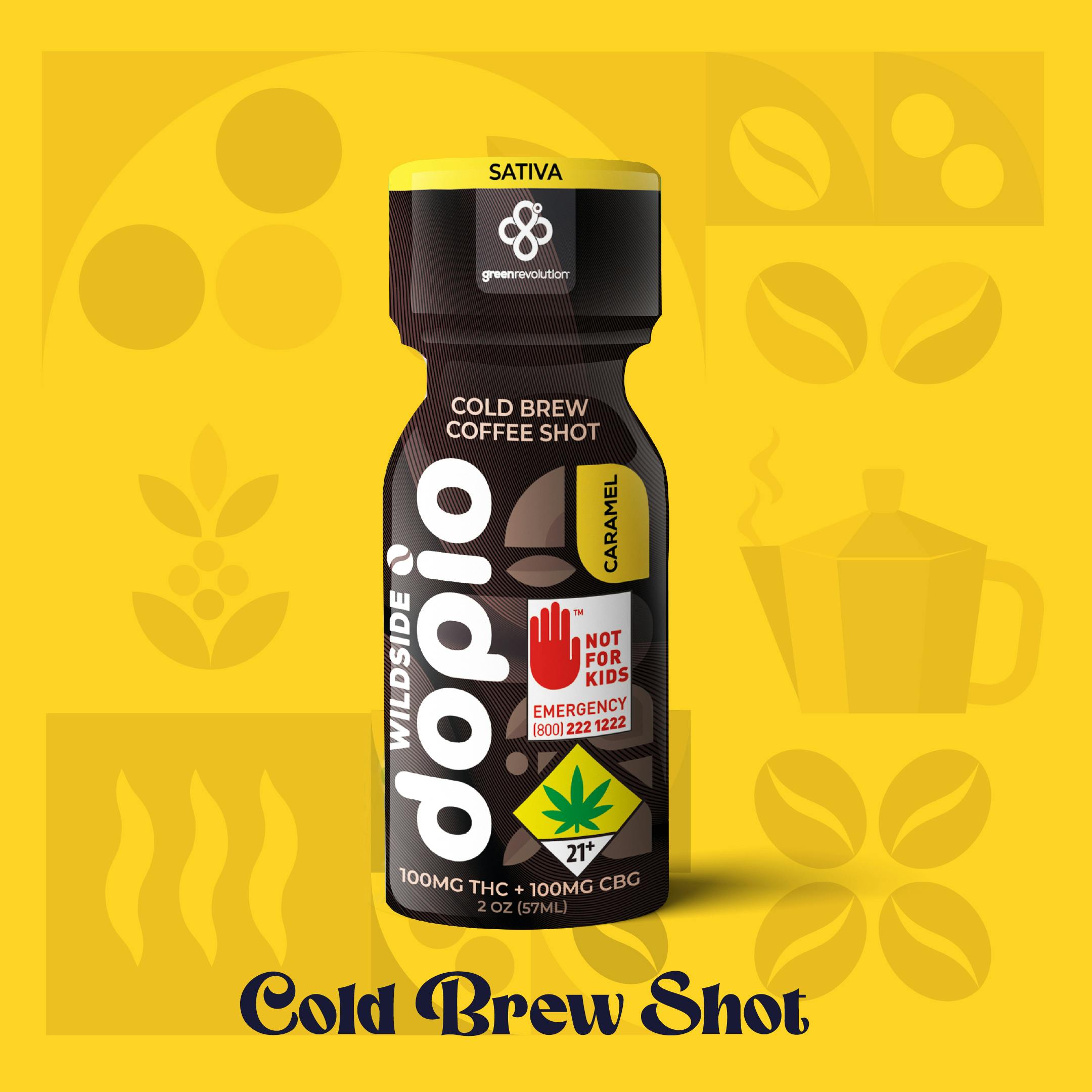 Green Revolution Caramel 1:1 THC:CBG 100mg Dopio Cold Brew Shot