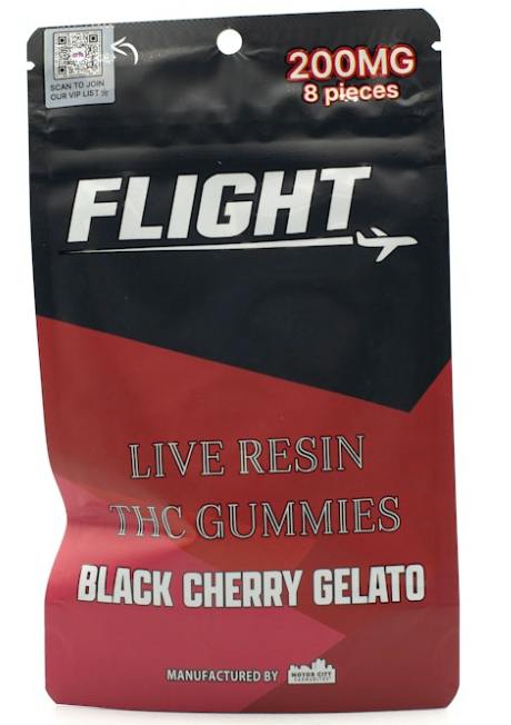 Flight | Black Cherry | 200mg Live Resin Gummies (8x25mg)