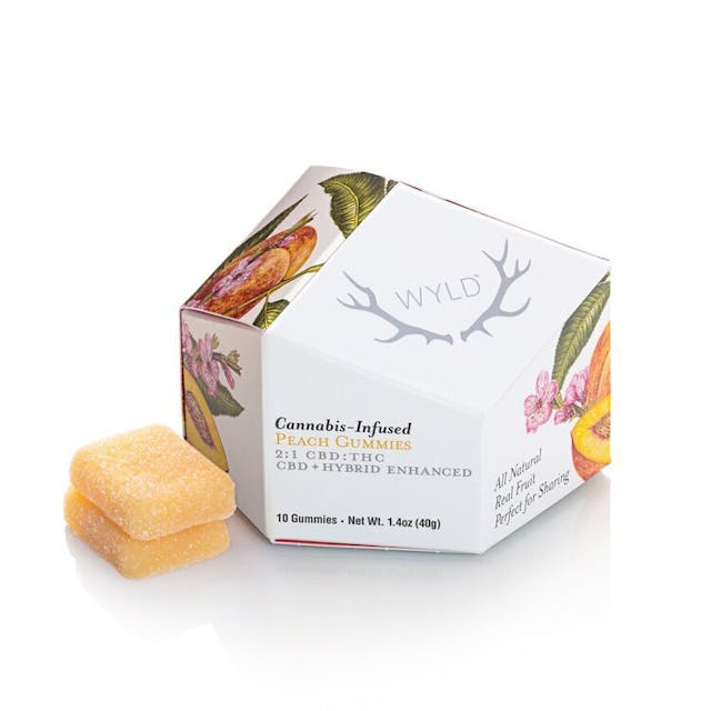 New to edibles? Our Peach 2:1 CBD:THC gummies are made with more CBD than THC, making them a great option for easing into edibles. They are made with real fruit and enhanced with a balanced Hybrid terpene profile that may assist in creating a sense of ease and overall well being. It’s a little like a vacation for your body. Enjoy!100mg CBD:50mg THC per package, 10mg CBD:5mg THC per gummy.