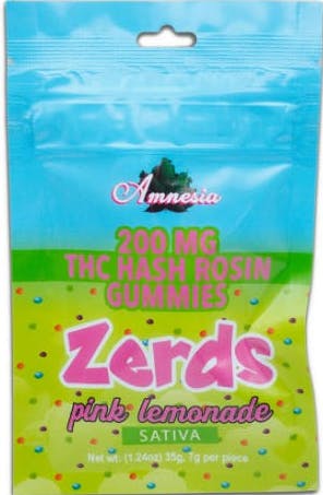 Amnesia - Zerdz Pink Lemonade - 200mg Hash Rosin Gummies