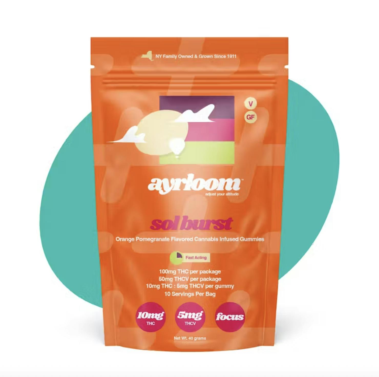 Ayrloom | Orange Pomegranate “Sol Burst” | 2:1 10MG THC : 5MG THCV-1