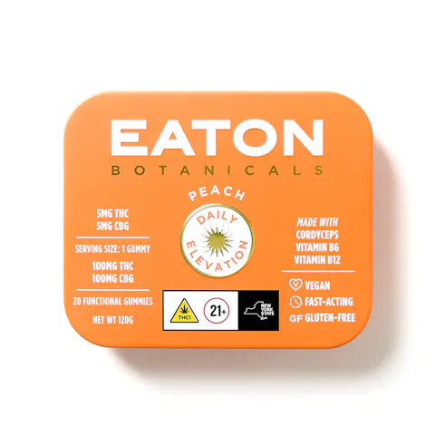 Daily Elevation | Peach 5mg by Eaton Botanicals, available at Purple Buds Dispensary in Jackson Heights, Queens