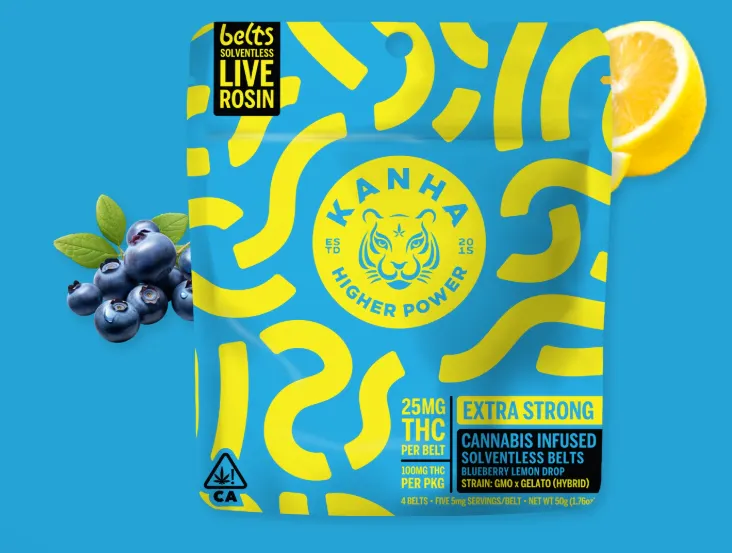 Gummy| Kanha Sour Belts | Blueberry Lemon Drop [Live Rosin] [1pk