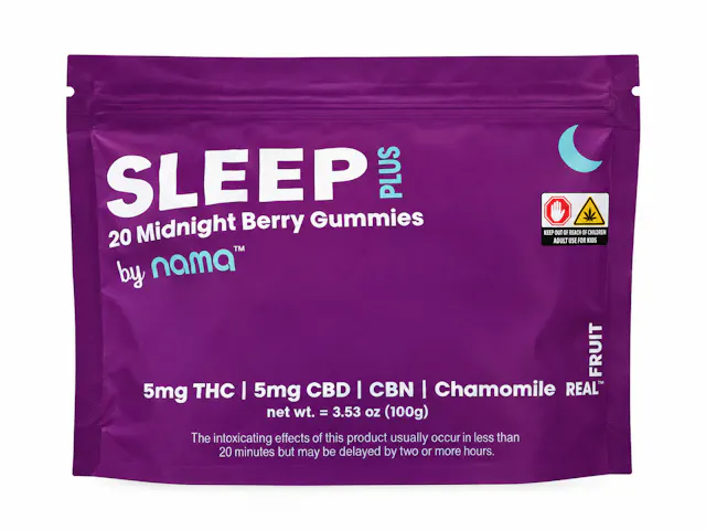 Nama Gummies Sleep Midnight Berry 1 THC : 1 CBD : 1 CBN 20pk/100mg (indica, 0.28g)
