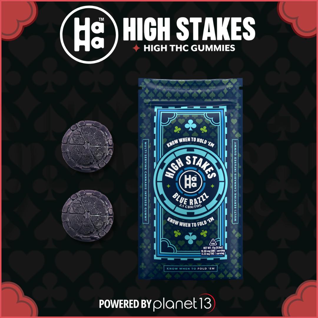 haha edibles vapes blue diamond HaHa High Stakes Blue Razzz 2:1 200mgCBN:100mgTHC Gummies