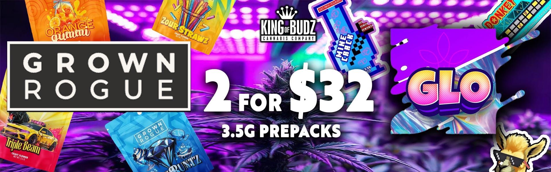Grown Rogue + Glo Farm 3.5g Prepack 2/$32