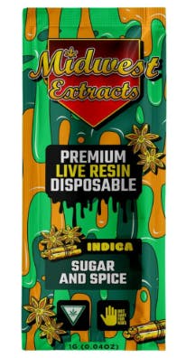 MIDWEST EXTRACTS | SUGAR & SPICE | LIVE RESIN DISPOSABLE INDICA/HYBRID