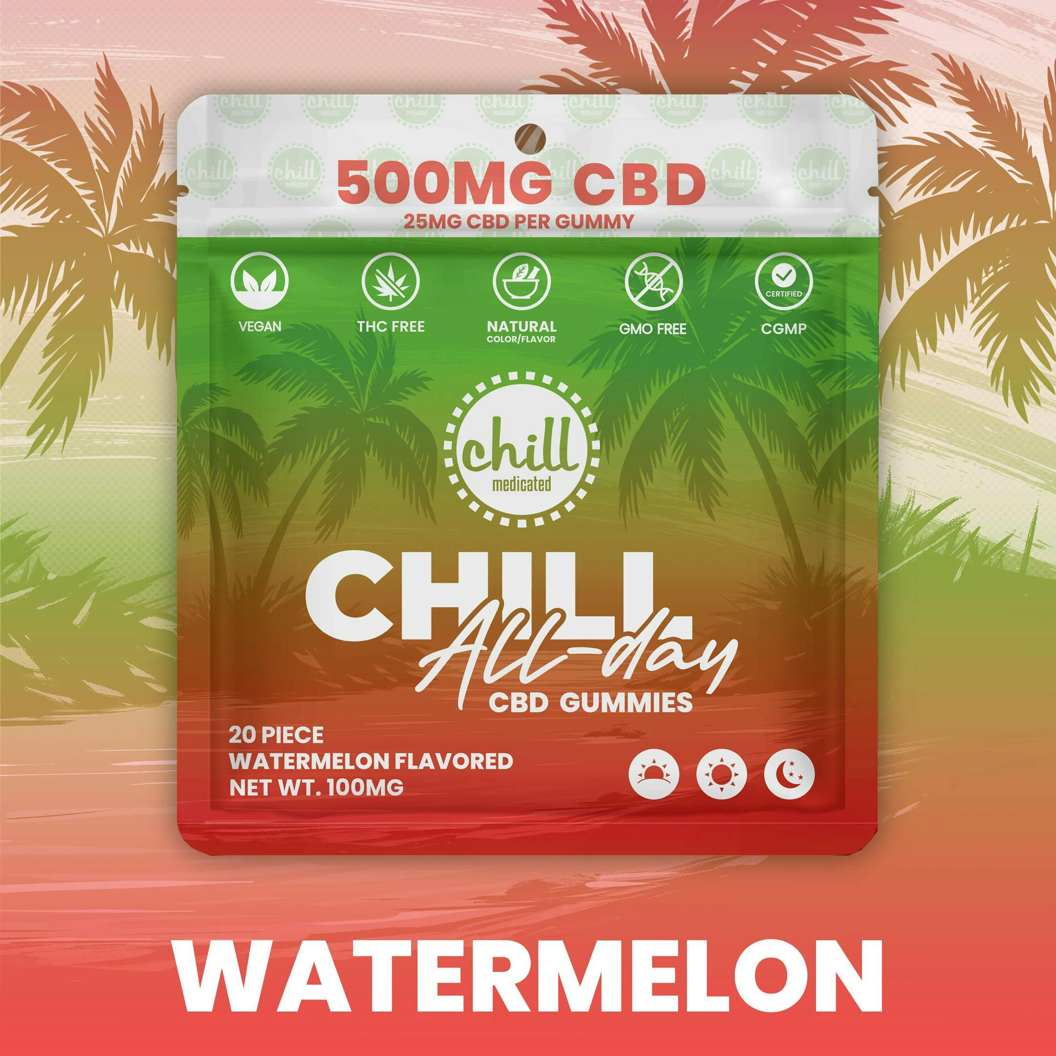 Chill Medicated - All Day Watermelon - 500mg CBD Gummies