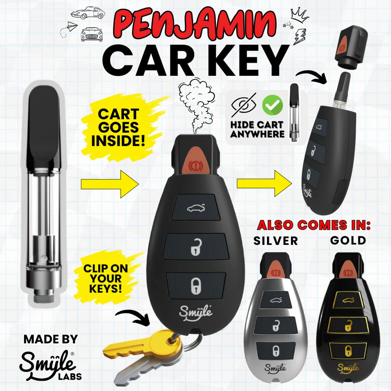 Photo of SMYLE Labs – Penjamin Car Key Variable Voltage 510 Thread Battery
